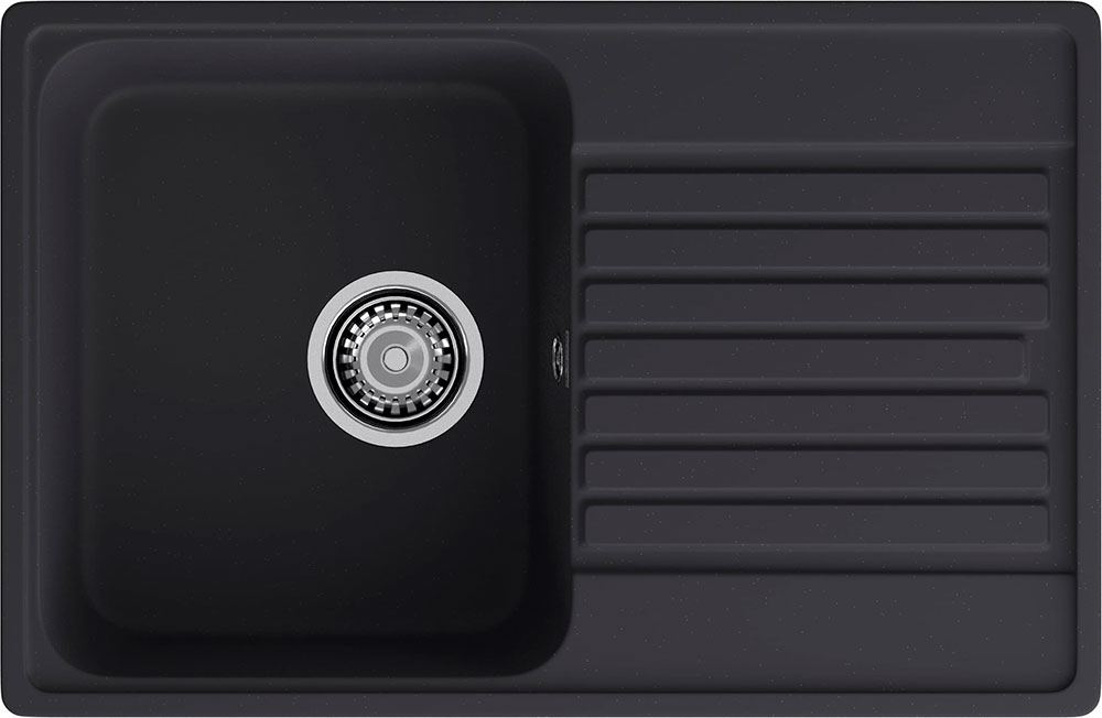 Изображение товара Кухонная мойка GranFest Quarz 78 1-чаша крыло черная квадратная кварцовая врезная