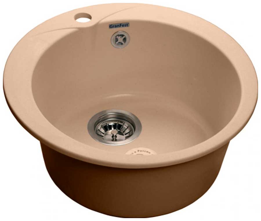 Изображение товара Кухонная мойка GranFest RONDO 480 круглая из мрамора топаз 475х475 мм