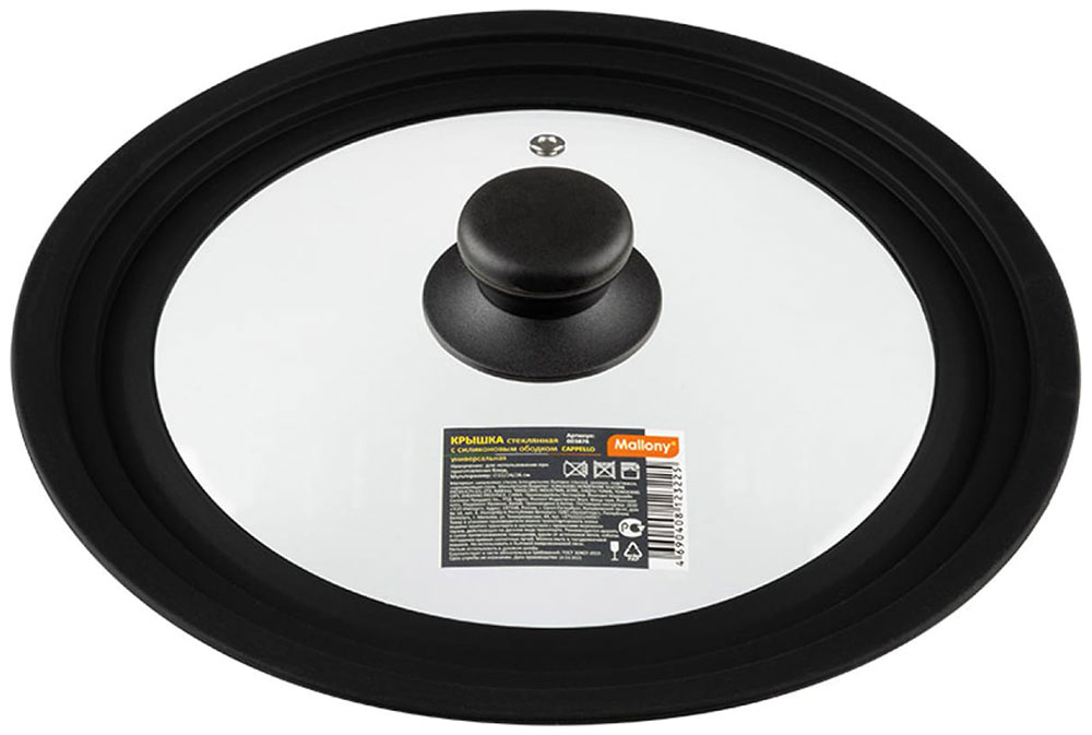 Изображение товара Крышка стеклянная Mallony CAPPELLO универсальная, 22/24/26 см, с силиконовым ободком (003876)