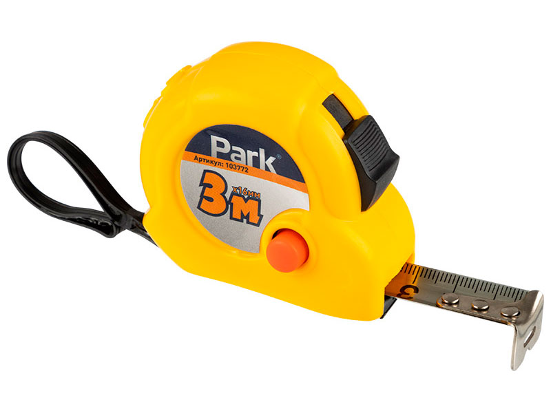 Изображение товара Рулетка Park с фиксатором, пластиковый корпус, 3 м х 16 мм (103772)