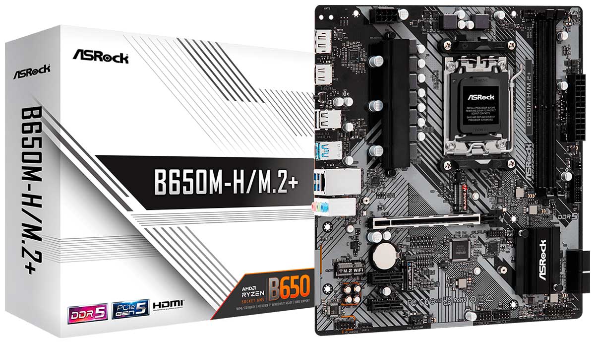 Изображение товара Материнская плата Asrock B650M-H/M.2+ (AM5, mATX)