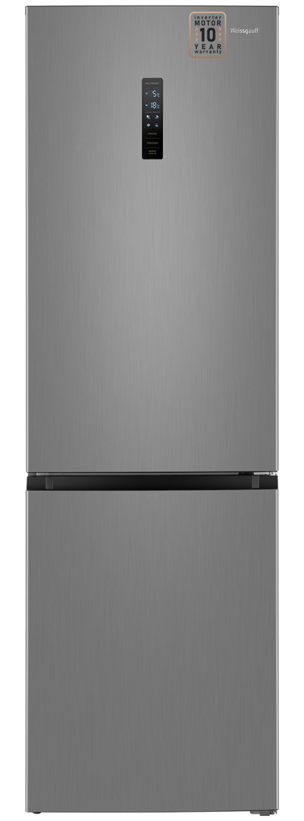 Изображение товара Двухкамерный холодильник Weissgauff WRK 2000 NoFrost Inverter Inox 382л