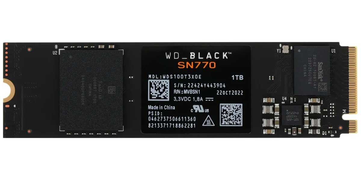 Изображение товара SSD накопитель Western Digital M.2 BLACK SN770 1000 Гб PCIe 4.0 (WDS100T3X0E)