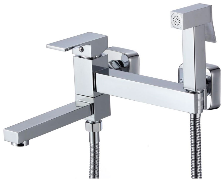 Изображение товара Гигиенический душ со смесителем и изливом D-Lin хром 120 см монтаж на стену