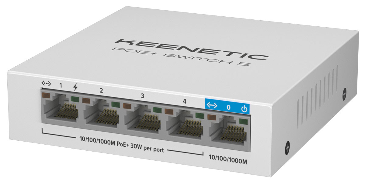 Изображение товара Коммутатор Keenetic 5-портовый PoE+ 60W для бизнес и домашней сети