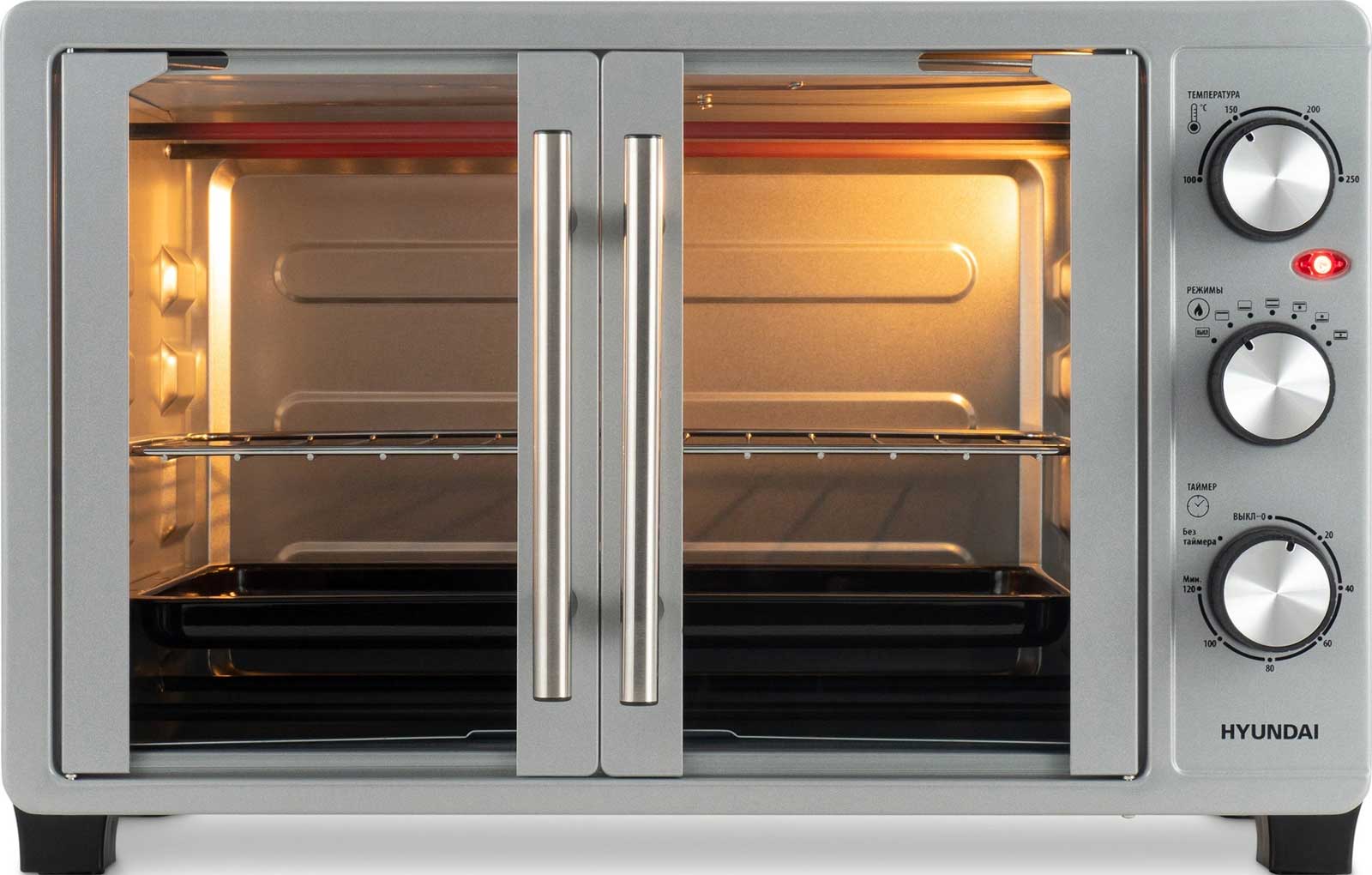 Изображение товара Мини-печь Hyundai MIO-HY077 30 л, 1500 Вт, серебристая