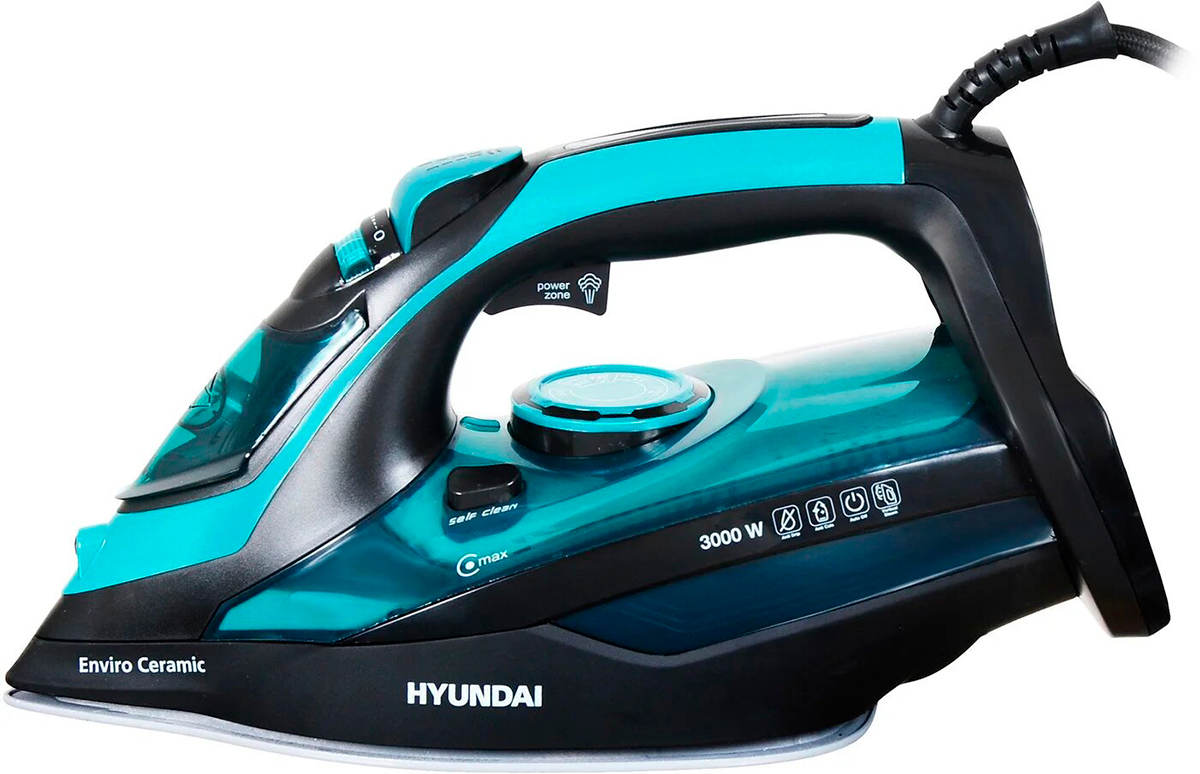 Утюг Hyundai (H-SI01221) 3000 Вт, черный/зеленый