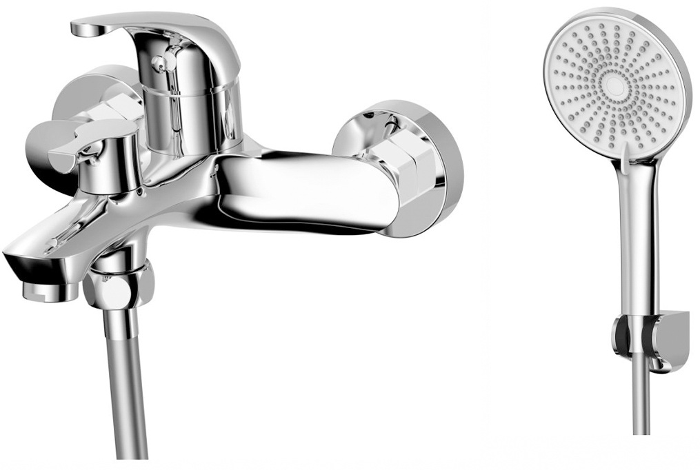 Изображение товара Смеситель с душевой лейкой AWP Agura S0714C, для ванны, с коротким монолитным изливом, хром