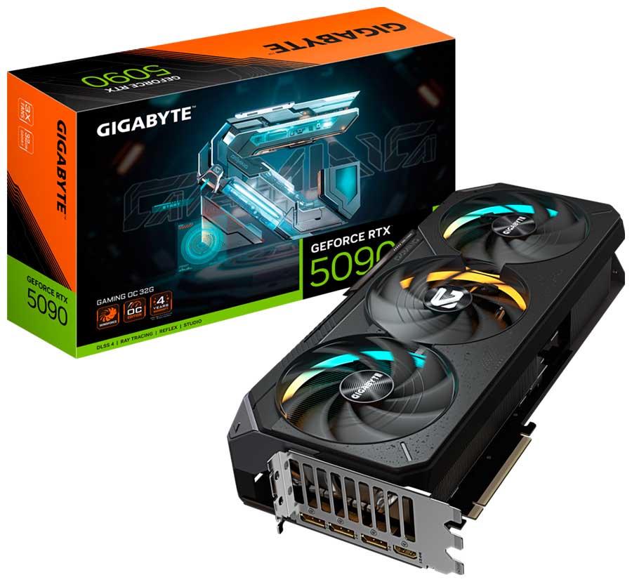 Изображение товара Видеокарта Gigabyte GeForce RTX 5090 Gaming OC 32ГБ GDDR7 PCIe 5.0 8K охлаждение RGB