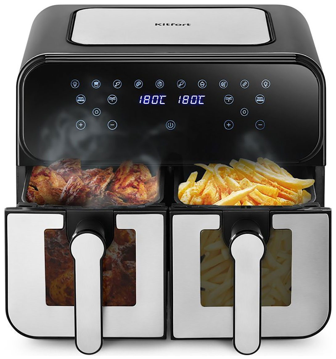 Изображение товара Аэрогриль Kitfort КТ-2269 2400 Вт с двумя поддонами и сенсорным управлением