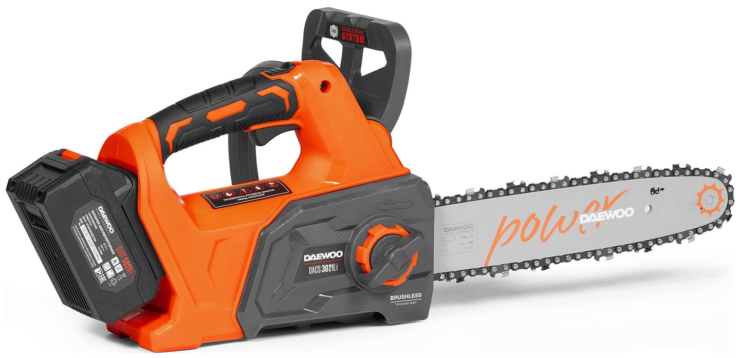 Изображение товара Цепная пила Daewoo Power Products DACS 3021Li SET с АКБ и ЗУ - мощный аккумуляторный инструмент