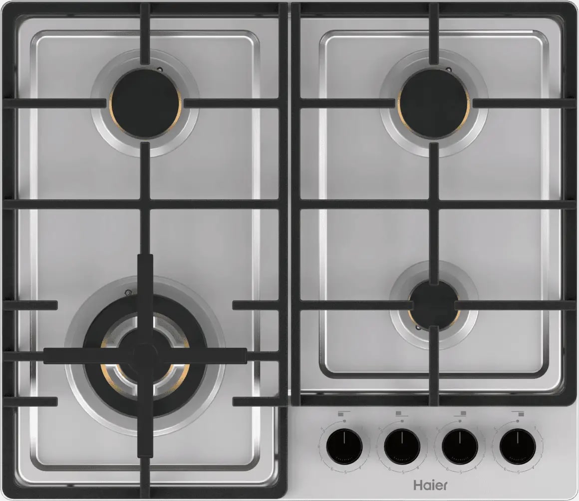 Изображение товара Газовая варочная панель Haier HHQ-M64CAQX 4 конфорки нержавеющая сталь