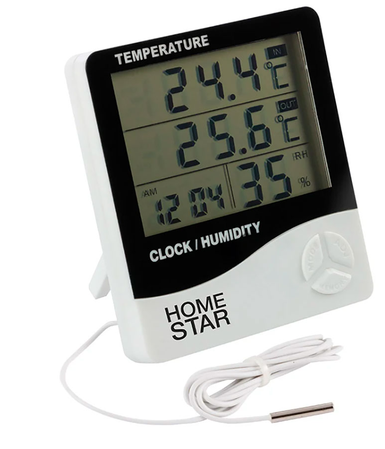Изображение товара Цифровой термометр-гигрометр Homestar HS-0109 с выносным датчиком и часами
