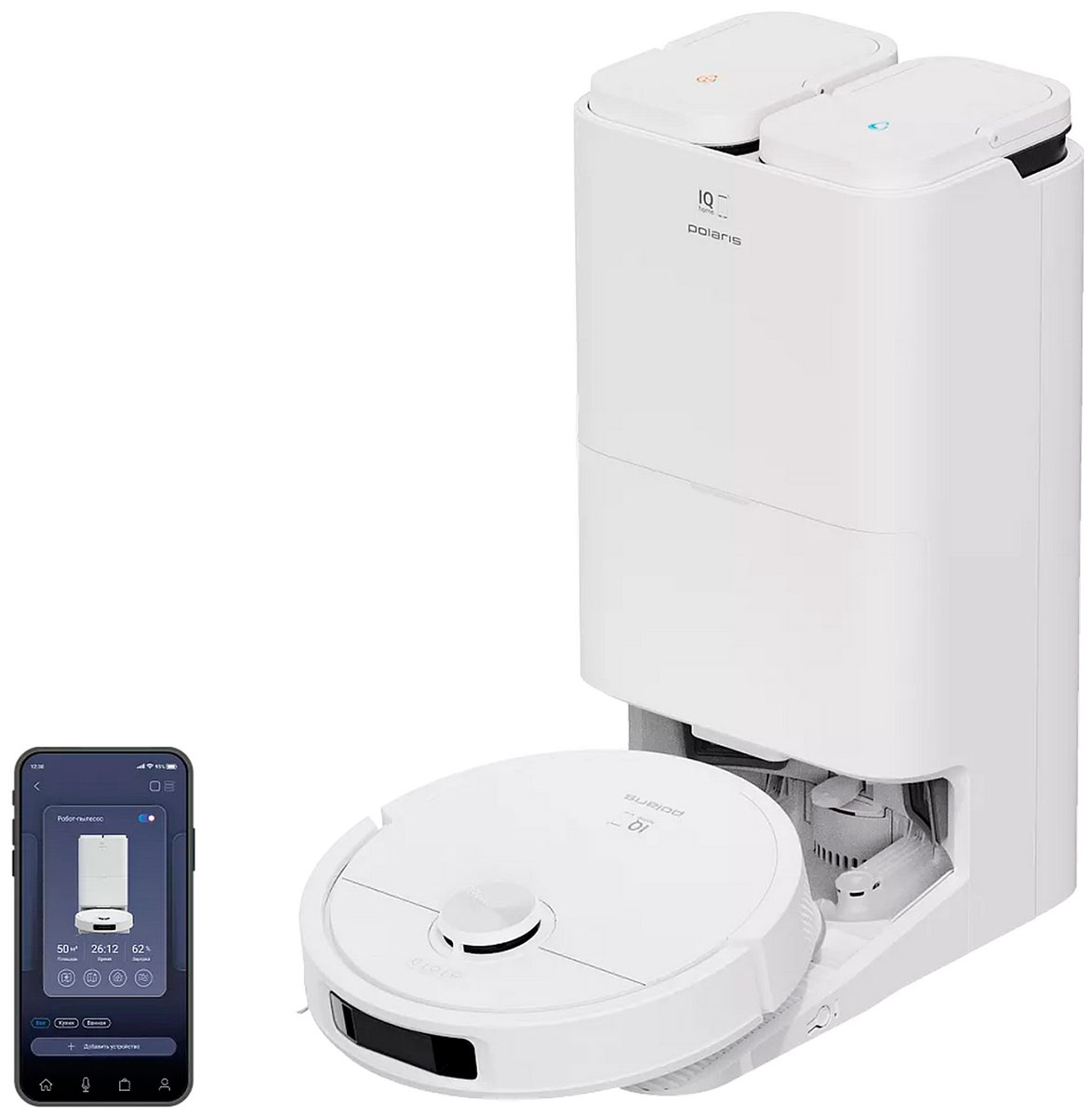 

Робот-пылесос Polaris PVCRAC 7790 Pro WIFI IQ Home, белый