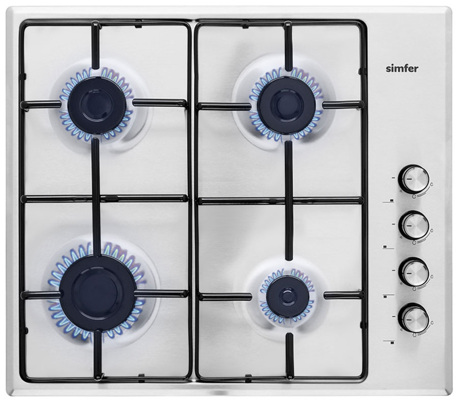 Изображение товара Газовая варочная панель Simfer H 60 Q 40 M 411 нержавеющая сталь 4 конфорки