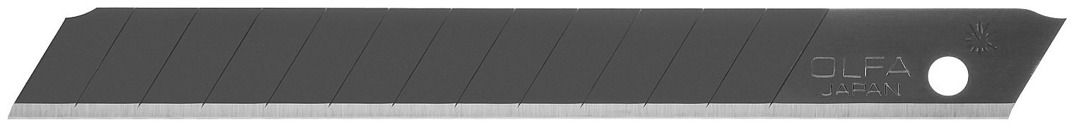 Изображение товара Лезвие для ручного ножа Olfa сегментированные BLACK MAX, 9х80х0,38мм, 13 сегментов, 50шт OL-ABB-50B