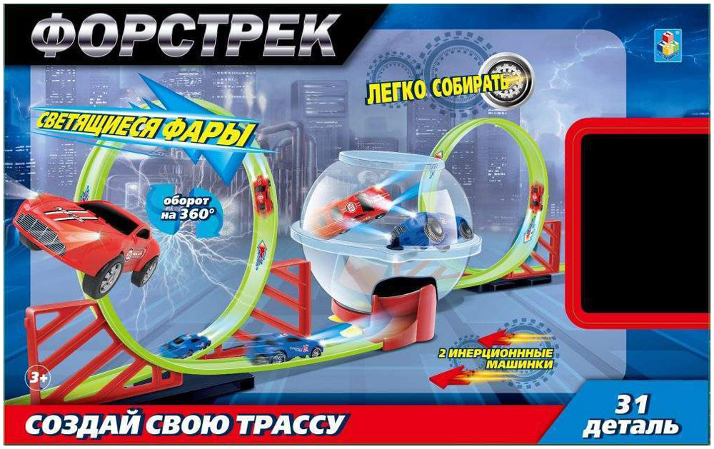 Изображение товара Игровой набор Форстрек автодром 1 Toy с двумя виражами и сферой, светящимися машинками Изображение товара Игровой набор Форстрек автодром 1 Toy с двумя виражами и сферой, светящимися машинками