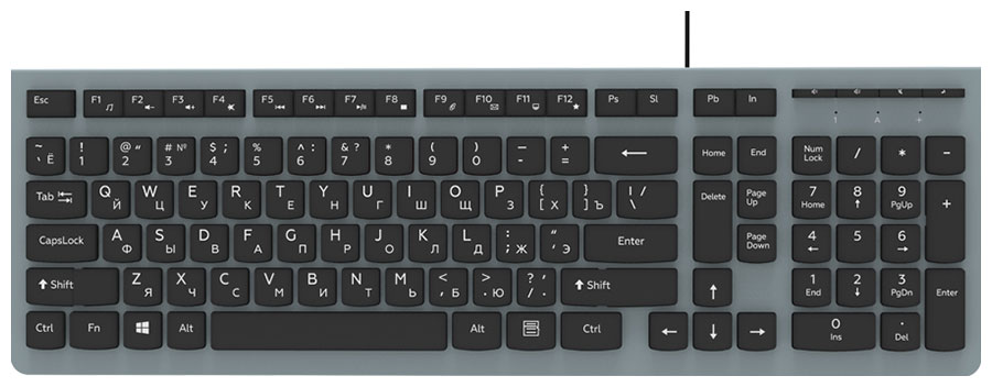 Проводная клавиатура Ritmix плоская RKB-400 Grey новая английская клавиатура для ноутбука toshiba l850 белая рамка белая для win8 os pn 0kn0 zw3us23 tvbsu 9z n7usu b01 сменные клавиатуры