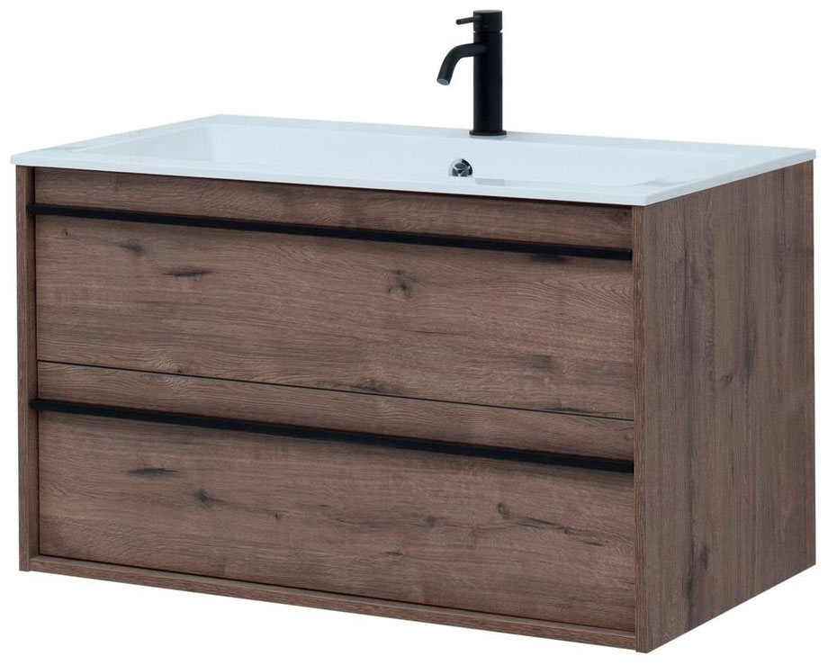 Изображение товара Тумба под раковину Aquanet Lino 90 Дуб Веллингтон черный/коричневый (00253913)