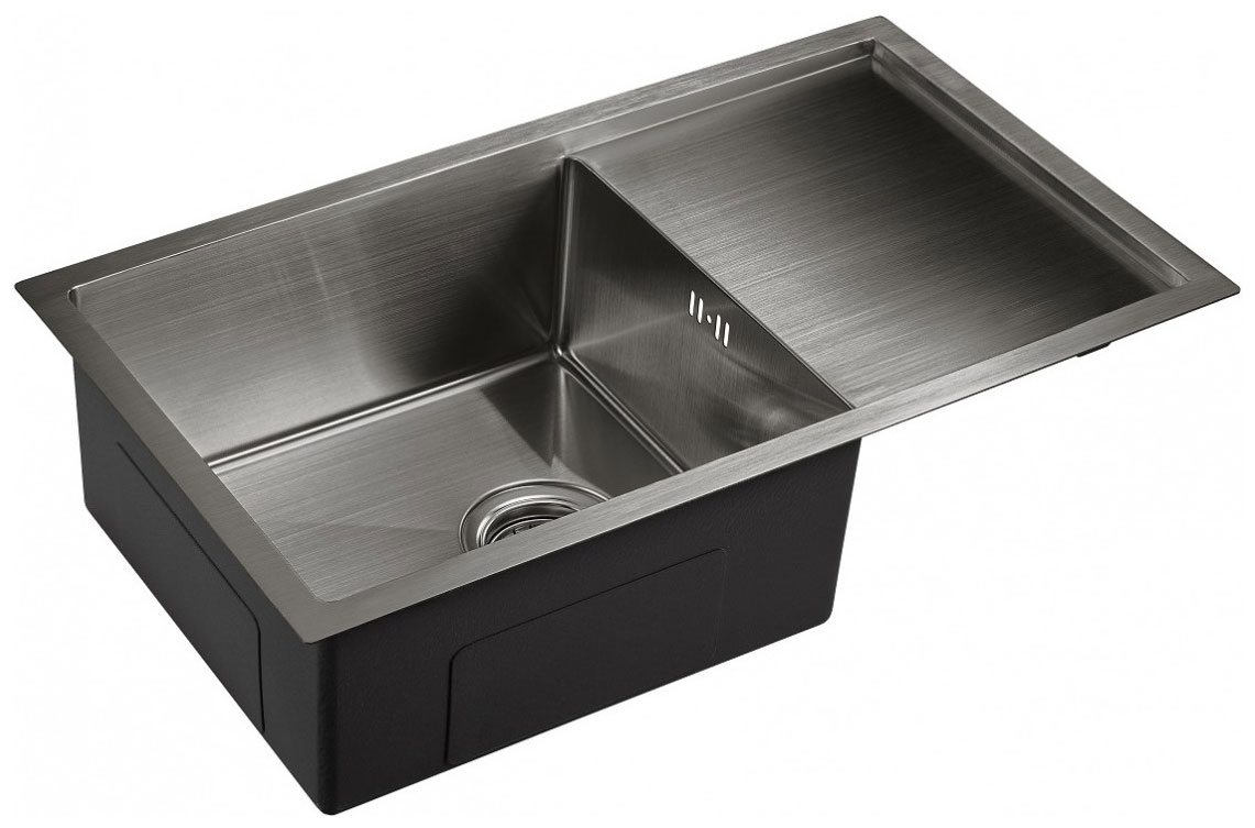 Изображение товара Кухонная мойка Emar EMB-124 PVD Nano Dark из нержавеющей стали с крылом