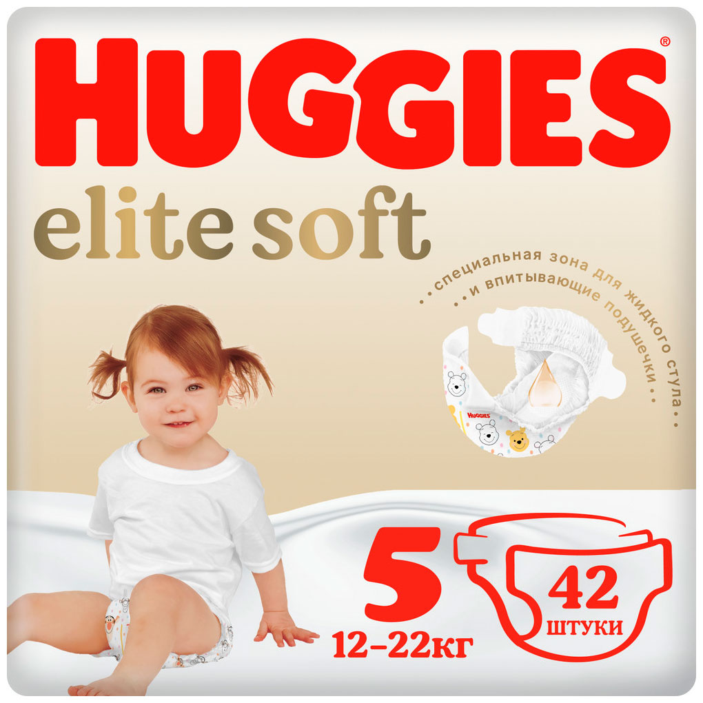Подгузники Huggies Elite Soft 5 12-22 кг 42 шт. цена и фото