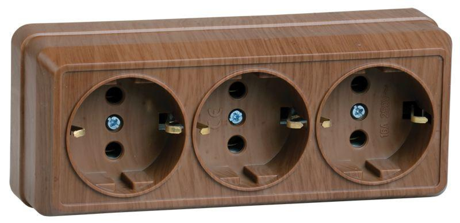 Изображение товара IEK Розетка 3-м ОП Октава РС23-3-ОД 16А IP20 с заземлением