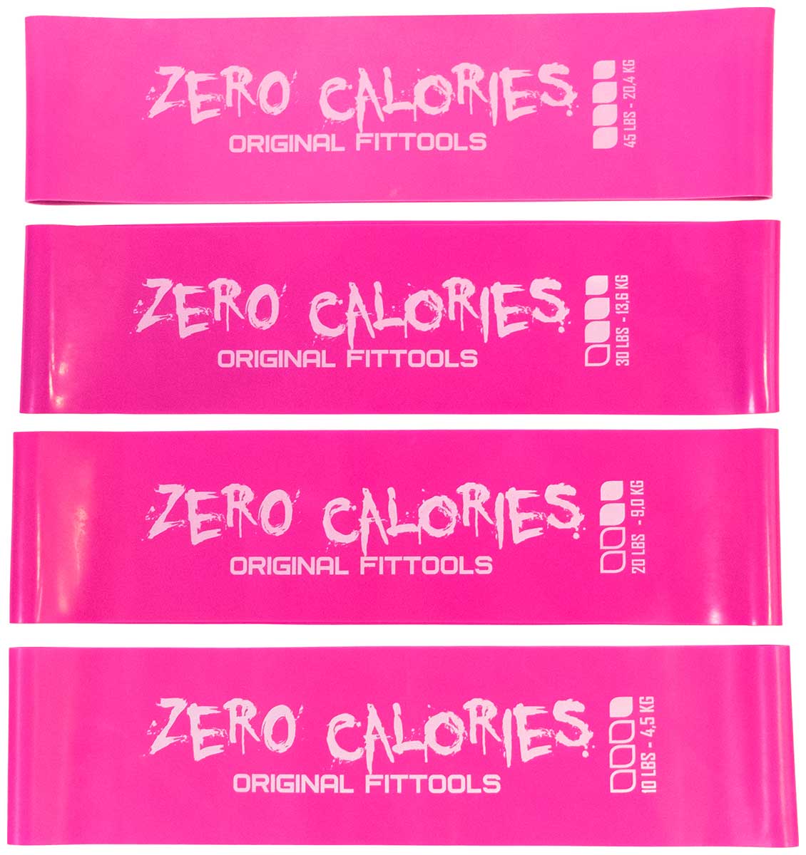 Набор из 4 широких эспандеров Original FitTools ZERO CALORIES FT-75-ZC набор эспандеров original fittools набор из 4 широких фитнес резинок эспандеров zero calories длина 60 см