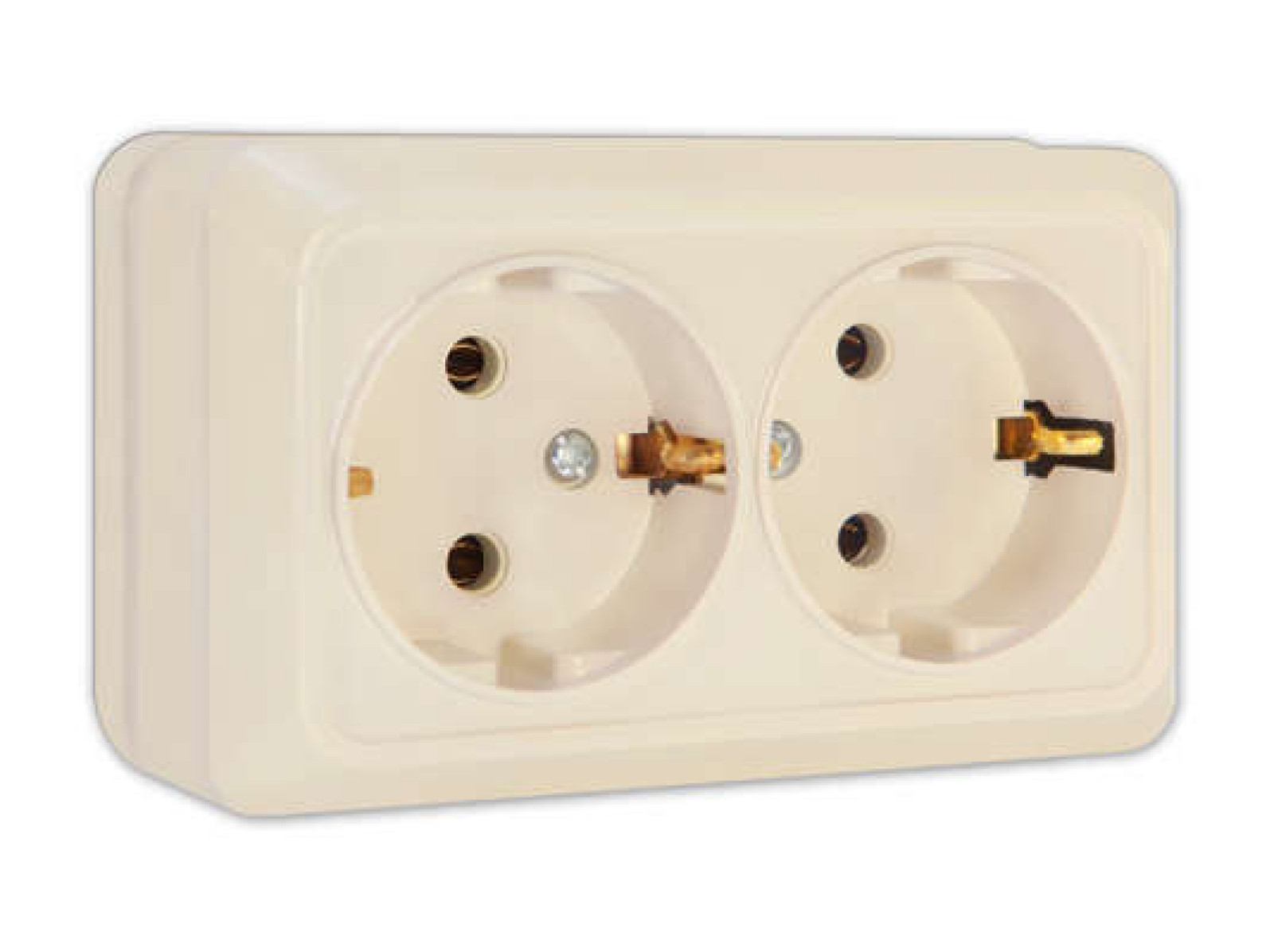 Изображение товара Универсальная розетка Олимп 16А IP20 с заземлением накладная двухгнездная