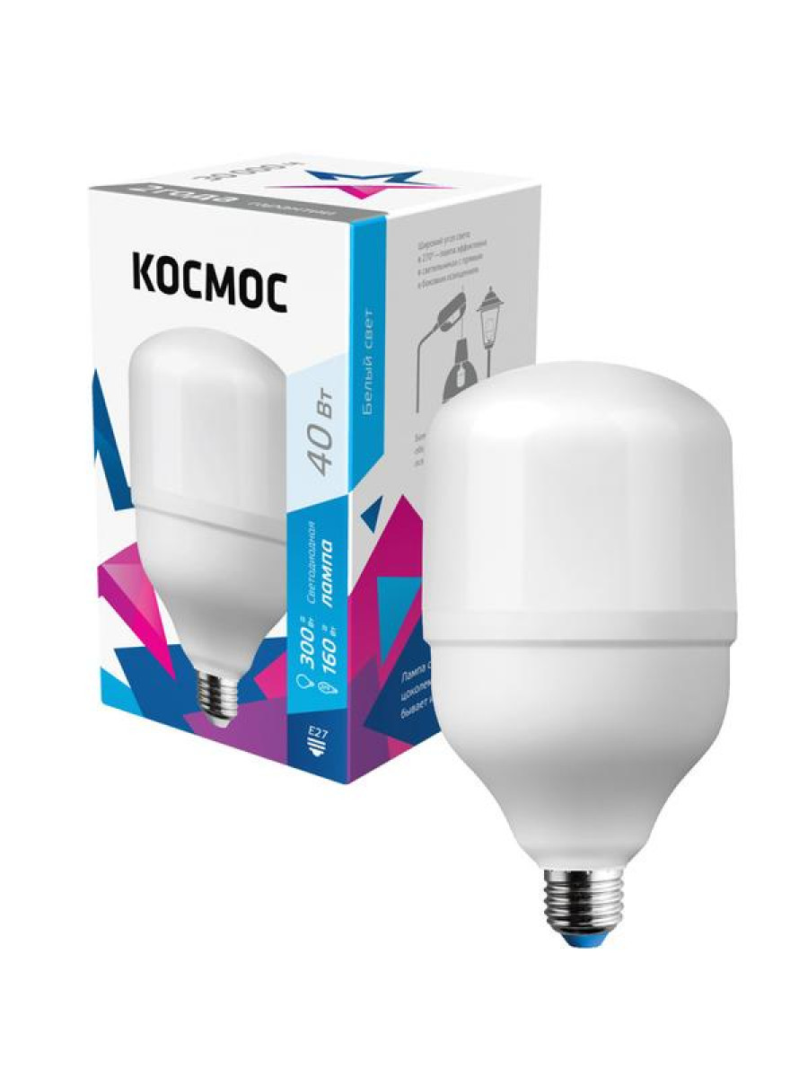 Изображение товара Светодиодная лампа Космос HВтLED 40 Вт E27 220 В 4500К цилиндрическая