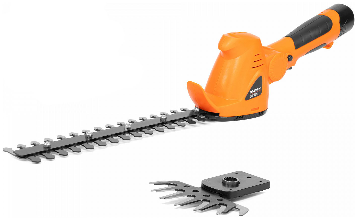 

Ножницы-кусторез аккумуляторные Daewoo Power Products DAHT 1212Li SET, Черный/оранжевый