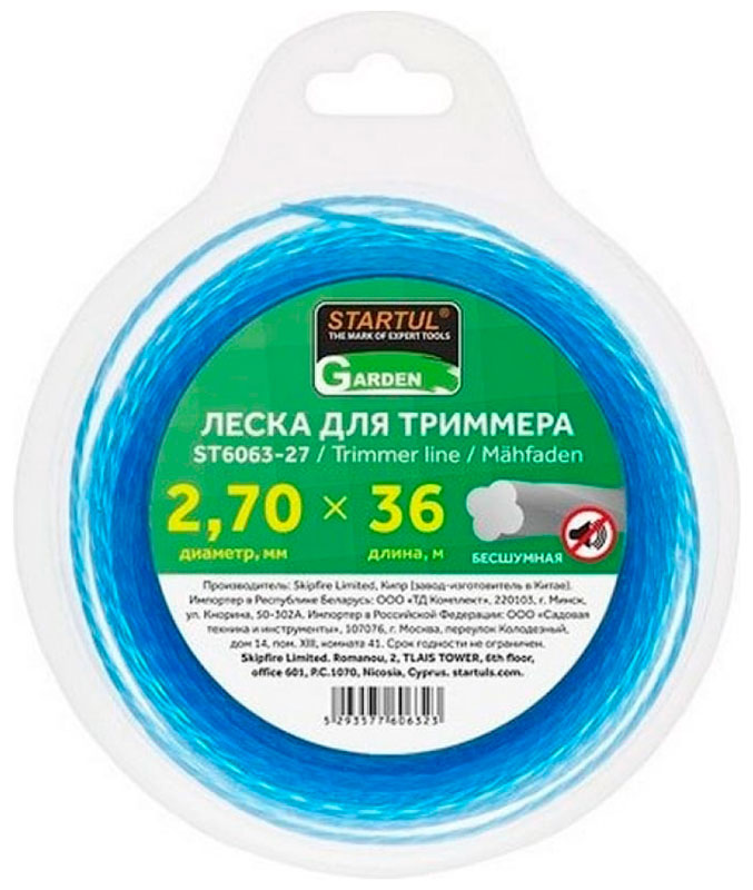 Изображение товара Леска для триммеров Startul GARDEN 2.7 мм 36 м бесшумная синтетическая