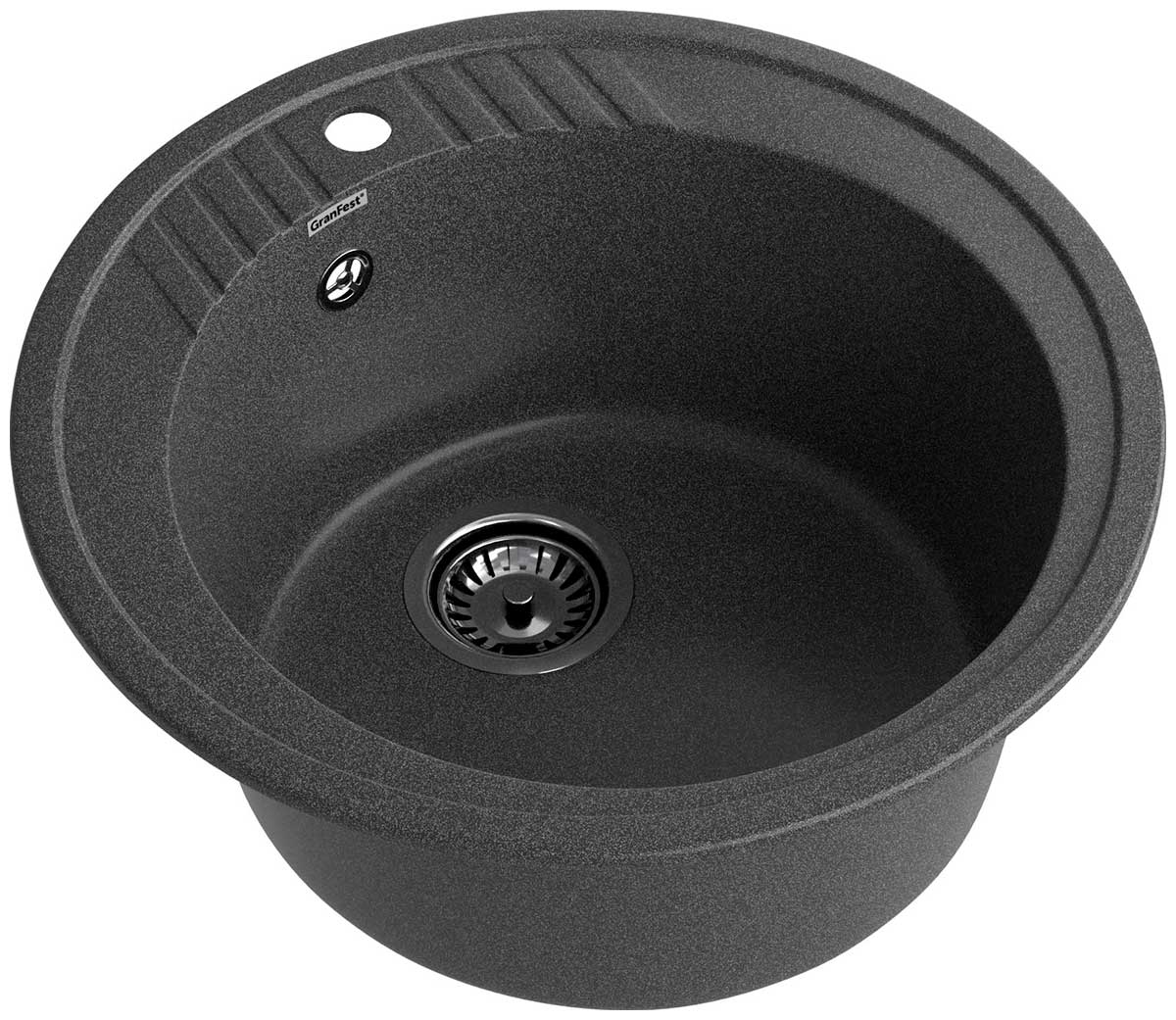 

Кухонная мойка GranFest RONDO 520, 1-чаша, D-520мм, графит (R-520 графит), Графитовый