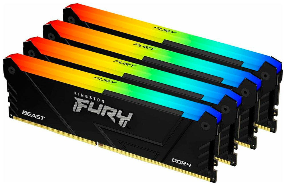 Изображение товара Оперативная память Kingston DDR4 128GB (4x32GB) 3600Mhz FURY Beast Black RGB (KF436C18BB2AK4/128)