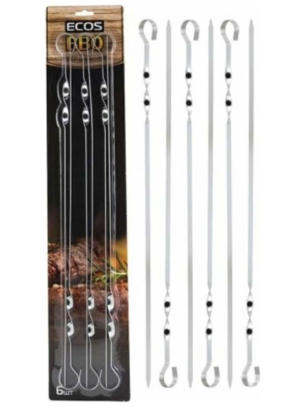 Изображение товара Набор шампуров Ecos ZDBQ-34 6 шт для барбекю из нержавеющей стали