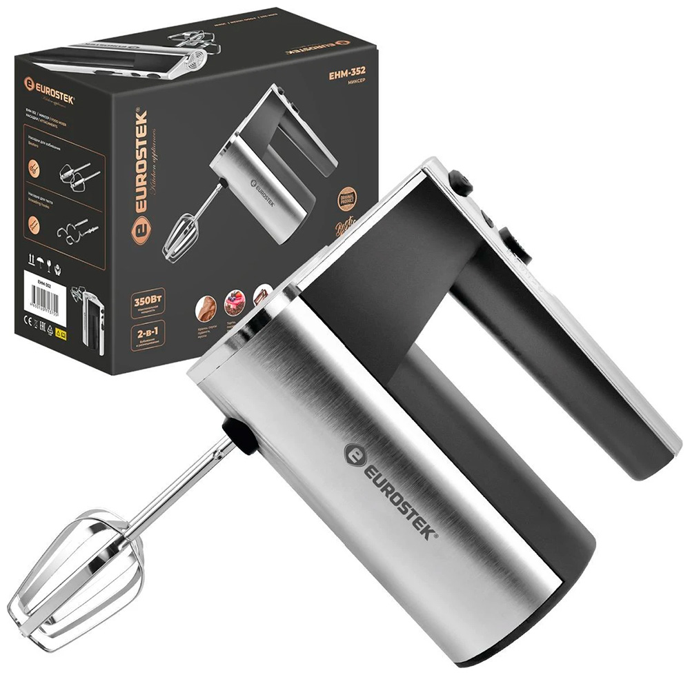 Изображение товара Ручной миксер Eurostek EHM-352 мощностью 350 Вт 5 скоростей для теста и взбитых сливок