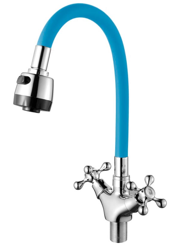 Изображение товара Смеситель для кухни D-lin D153810-6Т с гибким изливом хром/синий