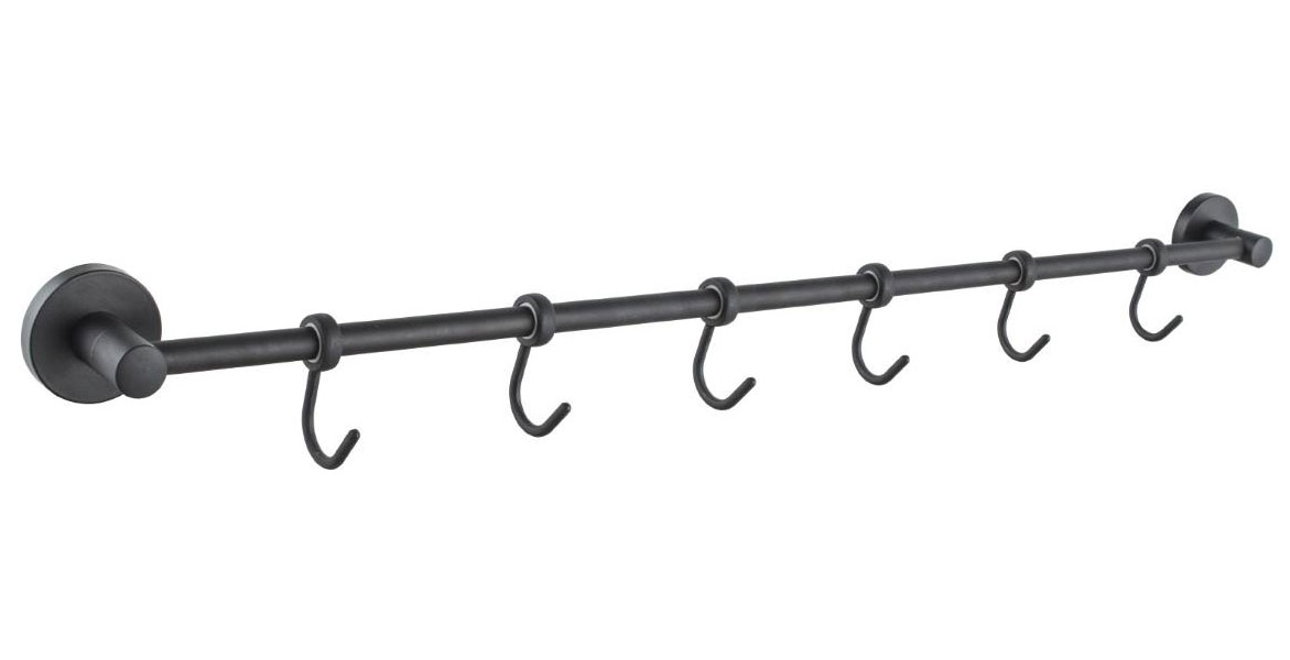 Изображение товара Планка с крючками для полотенец D-Lin D288111-6 черная современный дизайн