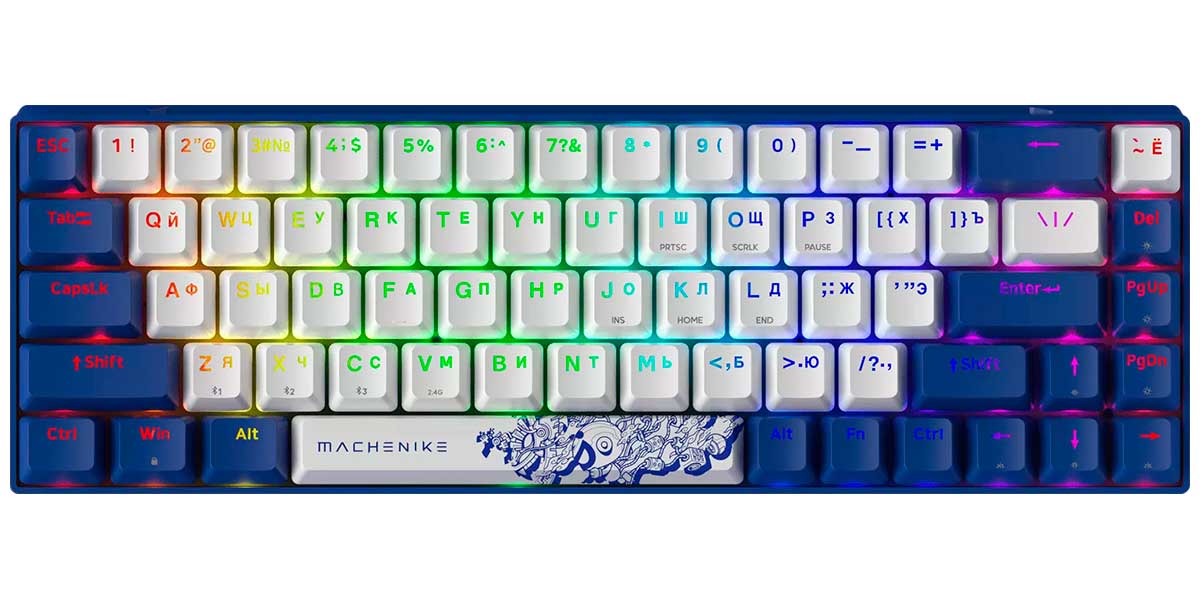 

Клавиатура игровая беспроводная Machenike K600-68 Orion (JJ02G200DRU), Синий