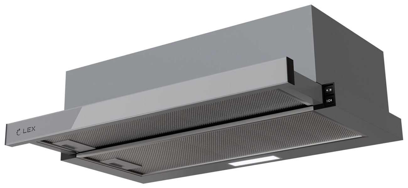 Изображение товара Вытяжка LEX HIDE G 600 GREY телескопическая с LED освещением и низким уровнем шума