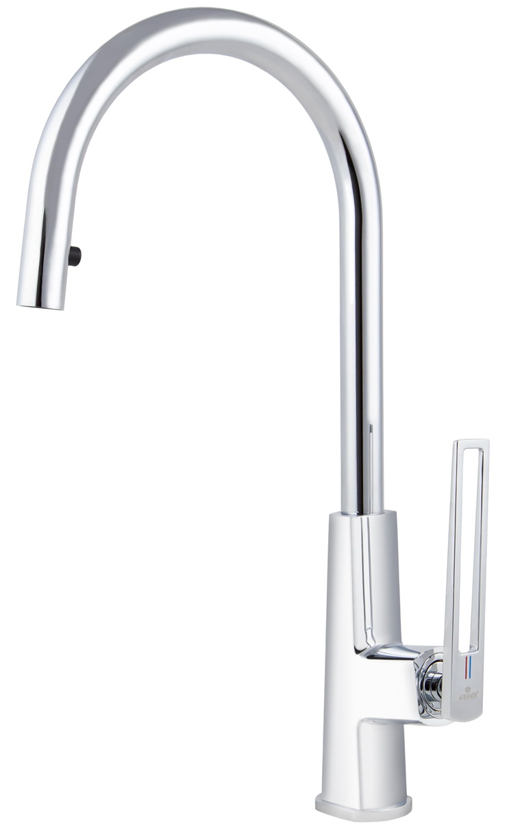 Изображение товара Кухонный смеситель Kaiser Merkur Хромированный однорычажный с выдвижным изливом