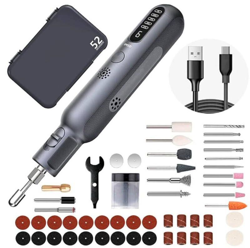 Greenworks GPT-8VRT, 8VUSB-C 24/32 мм, 5000–30000 об/мин, LED, автоблокировка, оснастка 52 шт, кейс 3200707