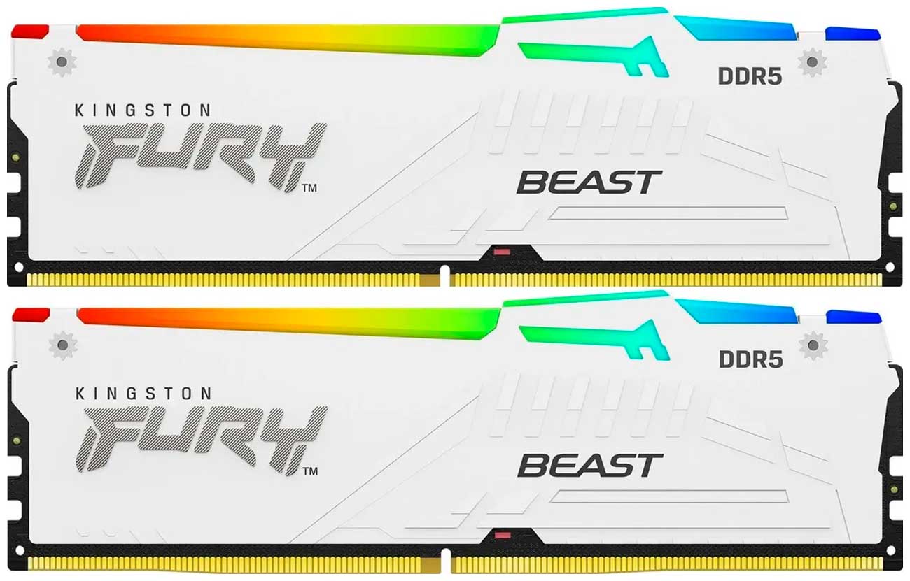 Изображение товара Оперативная память Kingston DDR5 64GB (2x32GB) 6000MHz FURY Beast White RGB