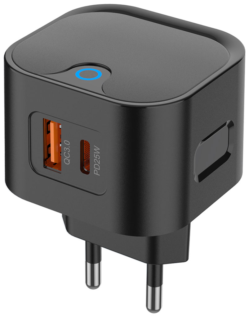 Зарядное устройство Pero TC21, USB-A + USB-C PD, 25W, черный (ТС21B) Зарядное устройство Pero TC21, USB-A + USB-C PD, 25W, черный (ТС21B)