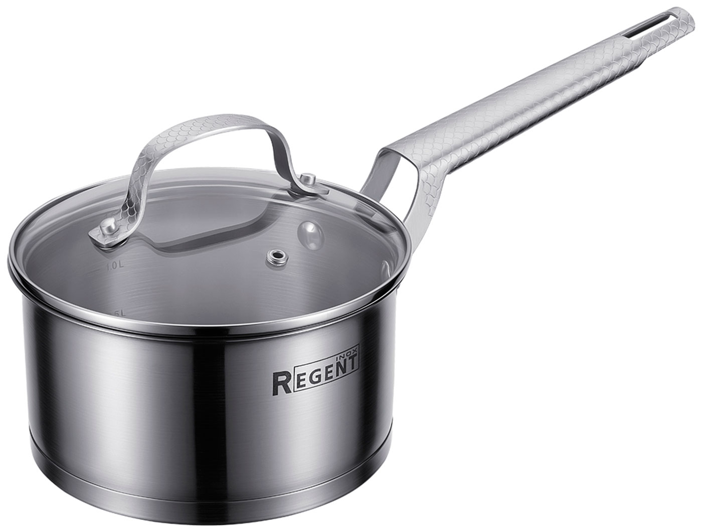 Изображение товара Ковш индукционный Regent 1.7 л со стеклянной крышкой нержавеющая сталь