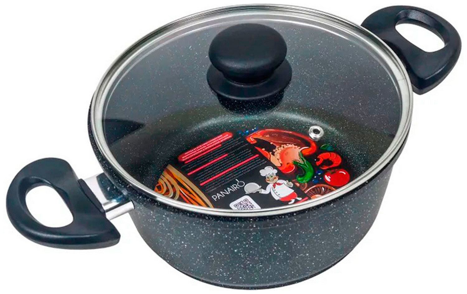 Изображение товара Кастрюля Panairo Veranss, 2 л., с крышкой и ненагревающимися ручками (VR-KAS-2-BAС-K.pls)