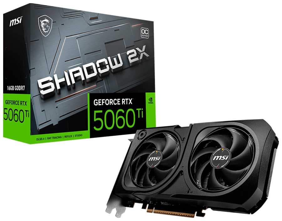 Изображение товара Видеокарта MSI GeForce RTX 5060 Ti 16G SHADOW 2X OC PLUS