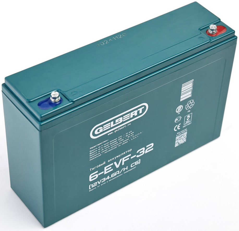 

Тяговый аккумулятор Gelbert 6-EVF-32 (12V34.6A/H C5), Синий
