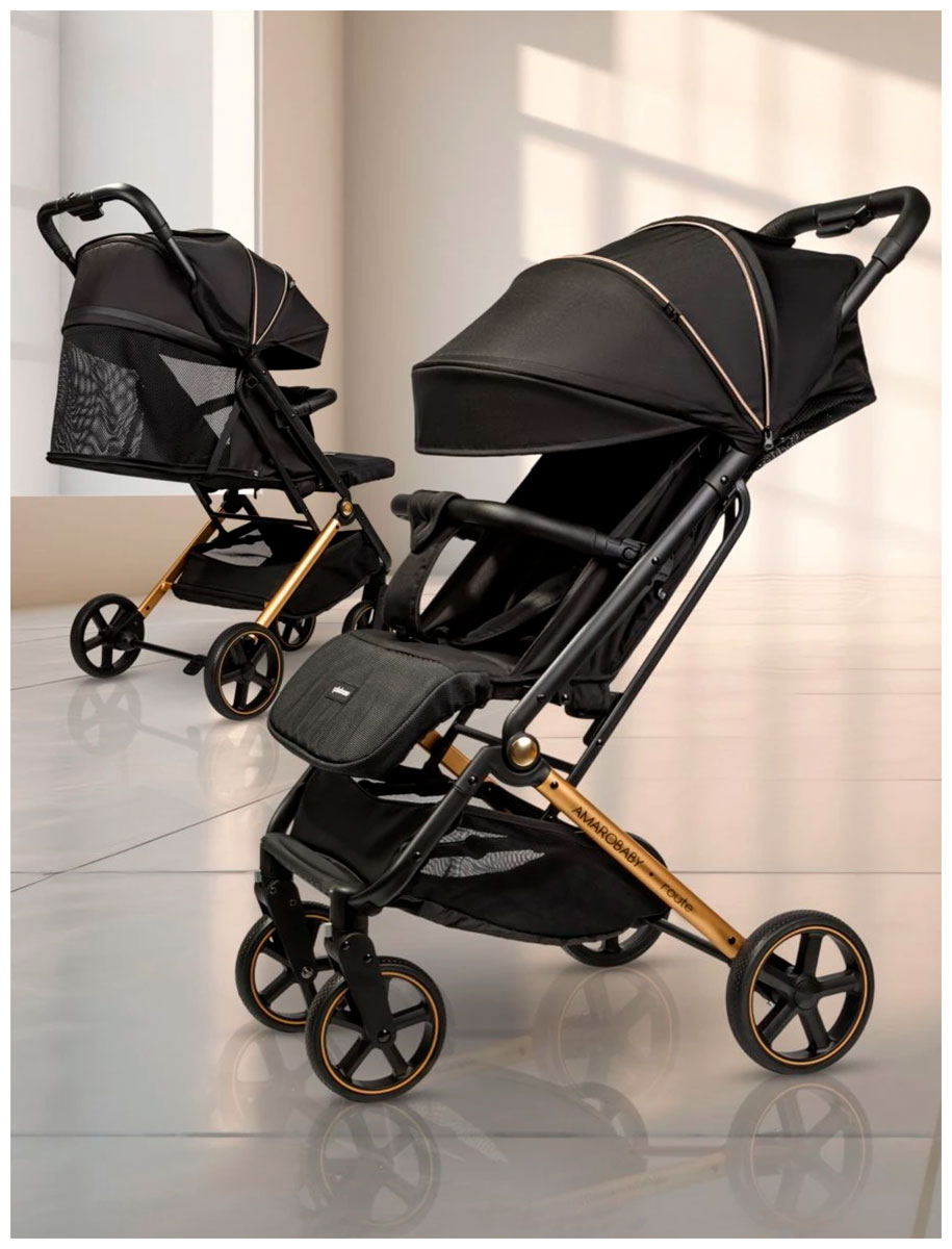Изображение товара Коляска прогулочная Amarobaby Route, черный/золотой, AB23-10ROUTE/0929