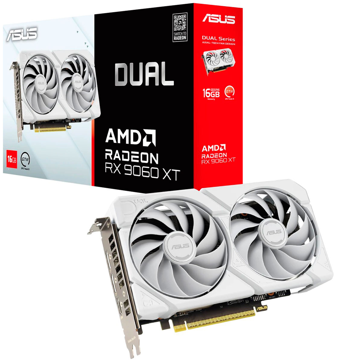 Изображение товара Видеокарта Asus Radeon RX 9060 XT DUAL WHITE 16GB