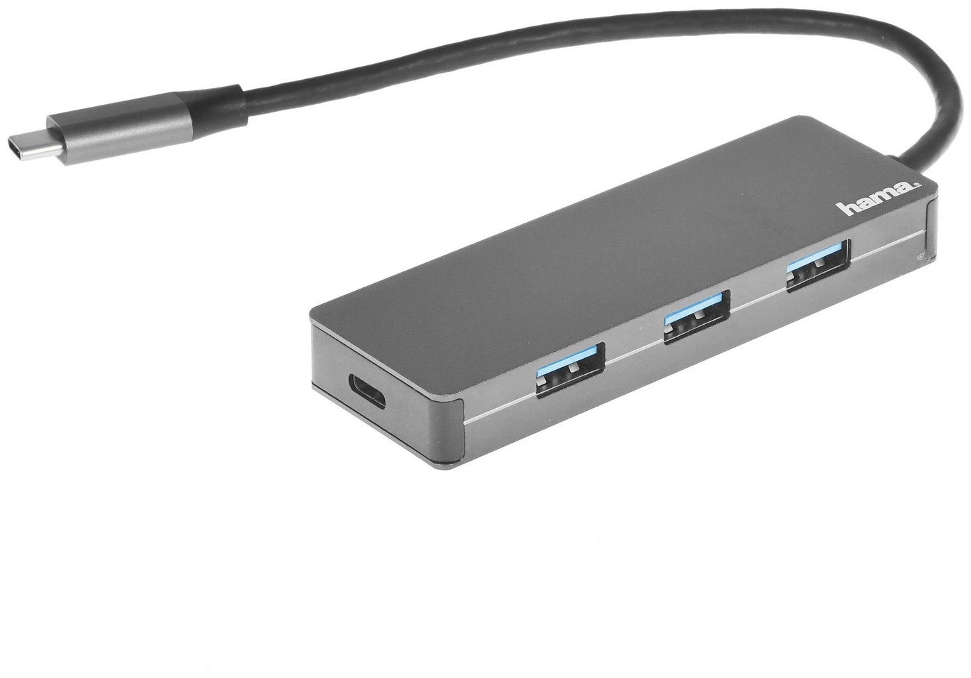 фото Разветвитель usb-c hama 4 порта, 1x usb-c 3x usb-a usb 3.2 gen2 - 10 гбит/с (200105) серебристый